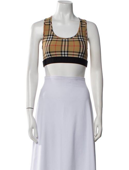 Burberry Nylon Plaid Print Crop Top