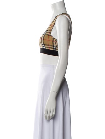Burberry Nylon Plaid Print Crop Top