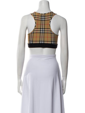 Burberry Nylon Plaid Print Crop Top
