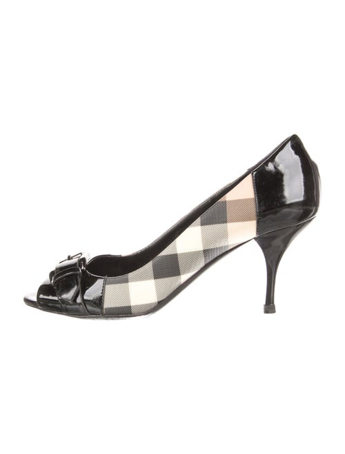 Burberry Nova Check Pattern Patent Leather D'Orsay Pumps