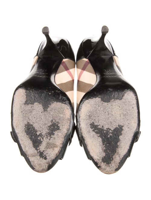 Burberry Nova Check Pattern Patent Leather D'Orsay Pumps