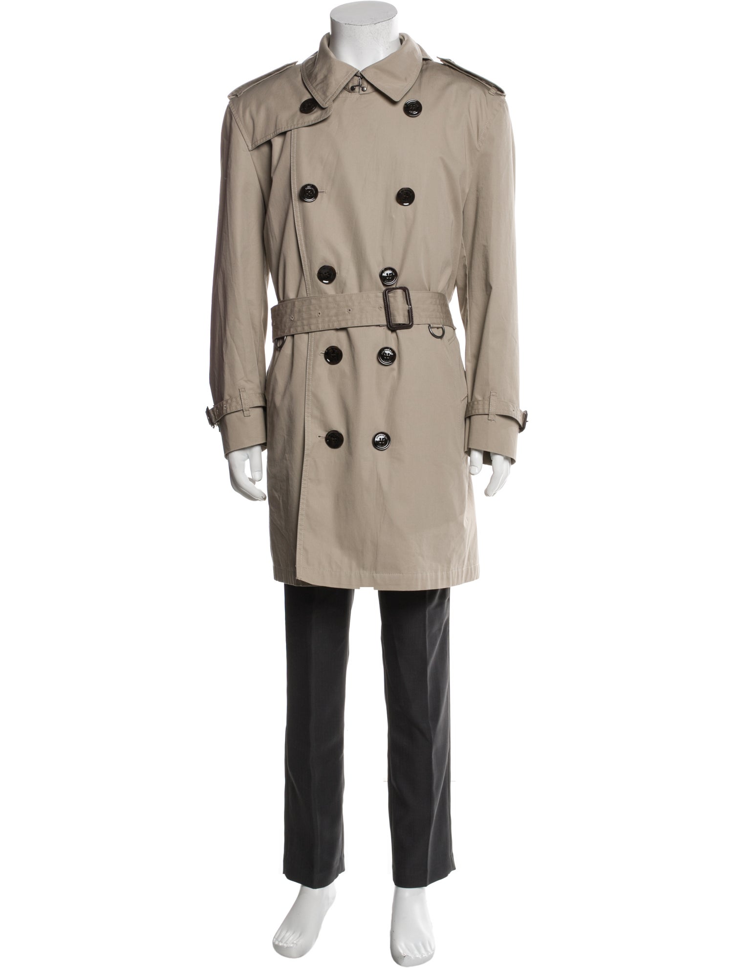 Burberry Nova Check Pattern Wool Trench Coat