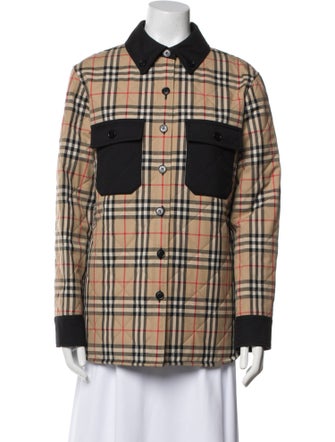 Burberry Wool Plaid Print Utility Jacket