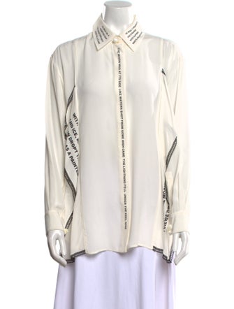 Burberry Silk Long Sleeve Button-Up Top