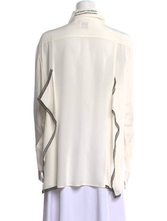 Burberry Silk Long Sleeve Button-Up Top