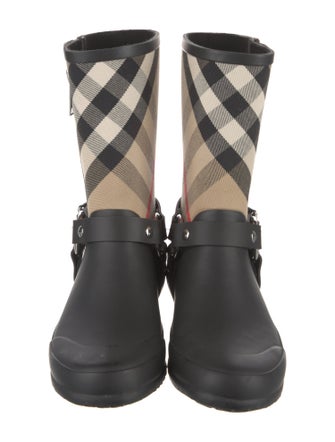 Burberry Nova Check Pattern Canvas Rain Boots