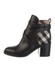 Burberry Leather Plaid Print Boots