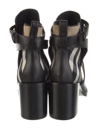 Burberry Leather Plaid Print Boots