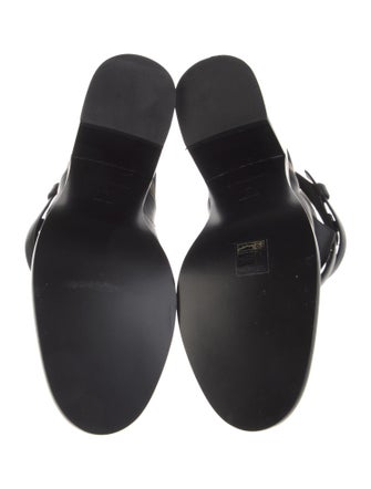 Burberry Leather Plaid Print Boots