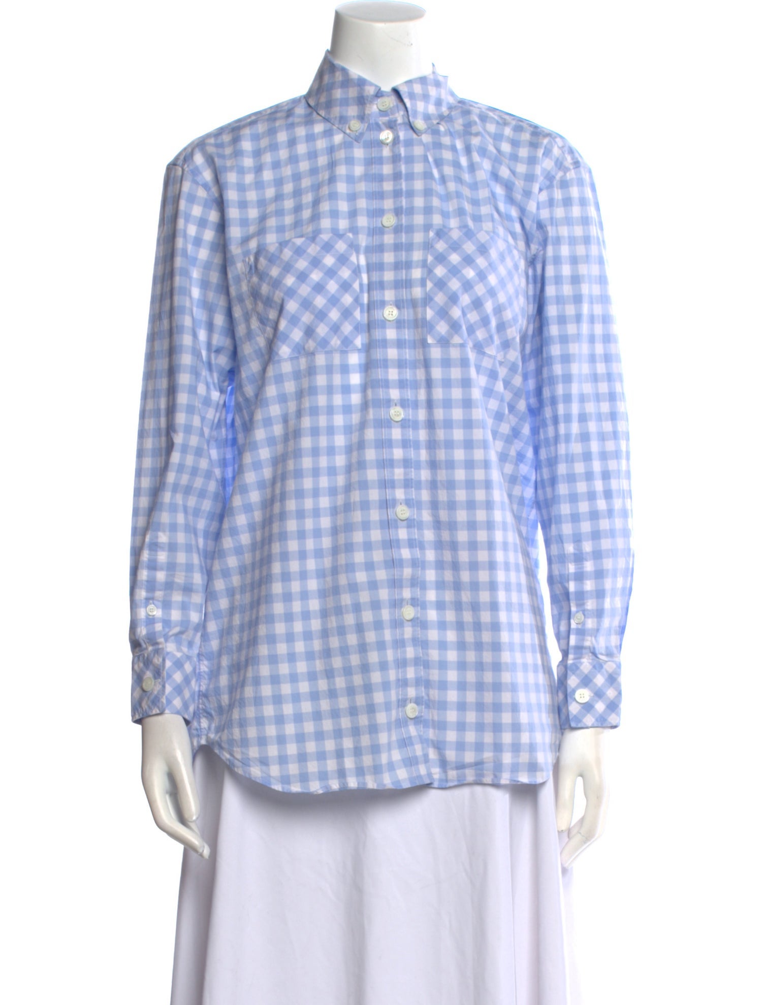 Burberry Plaid Print Long Sleeve Button-Up Top