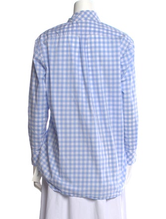 Burberry Plaid Print Long Sleeve Button-Up Top