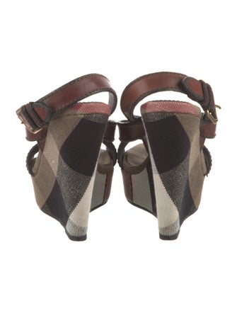 Burberry House Check Pattern Leather Slingback Sandals