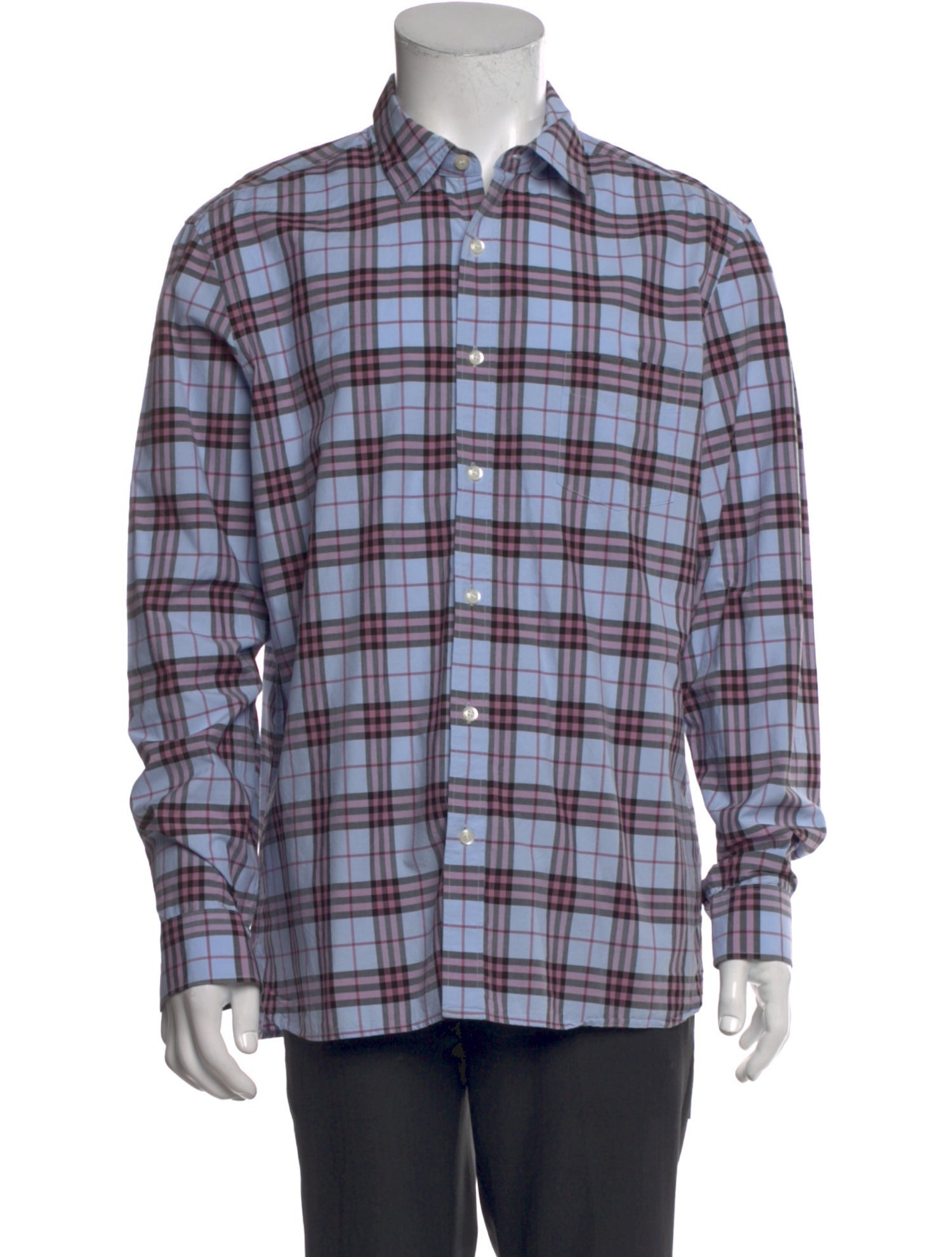 Burberry Plaid Print Long Sleeve Shirt