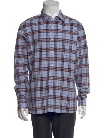 Burberry Plaid Print Long Sleeve Shirt