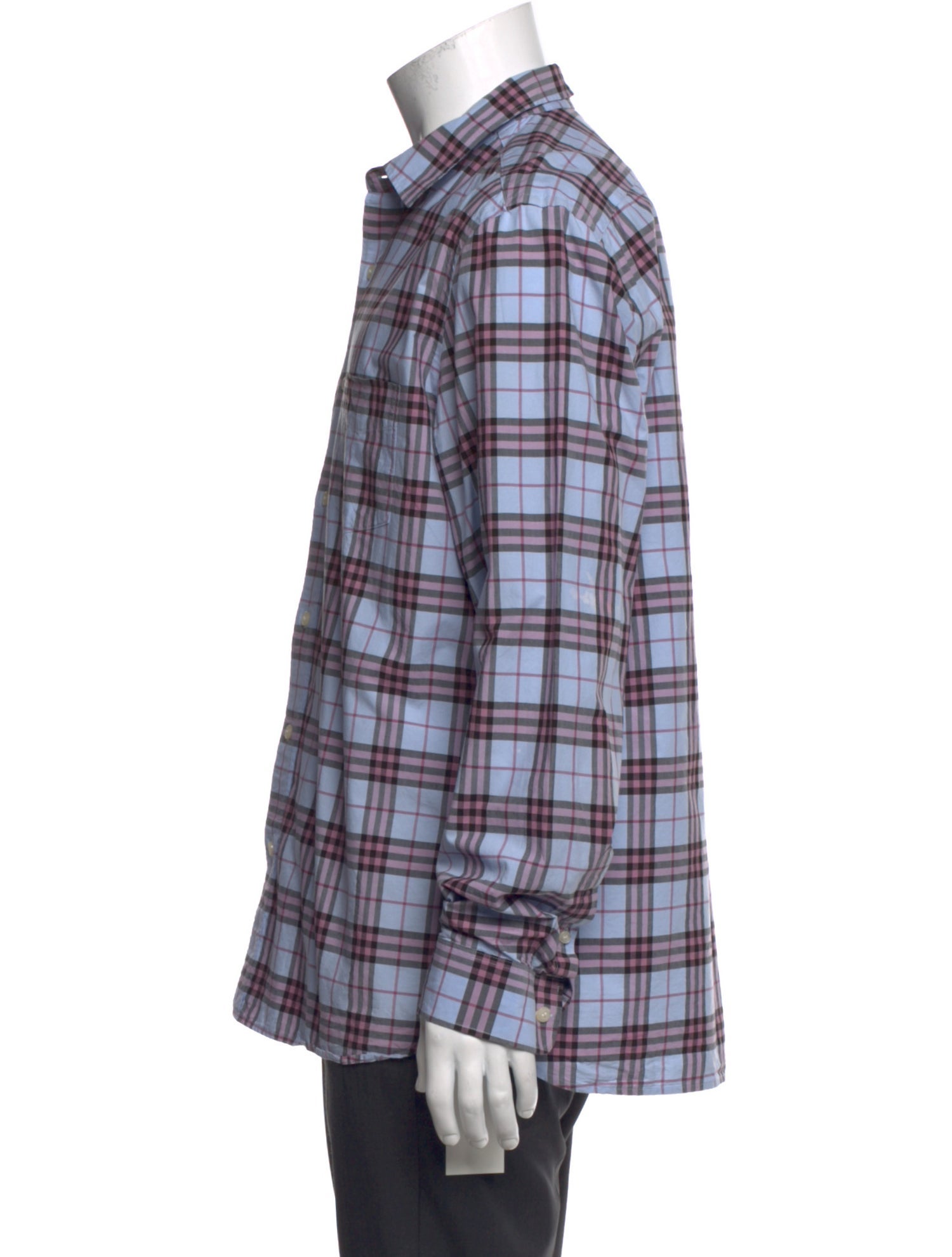 Burberry Plaid Print Long Sleeve Shirt