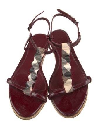 Burberry Patent Leather T-Strap Sandals