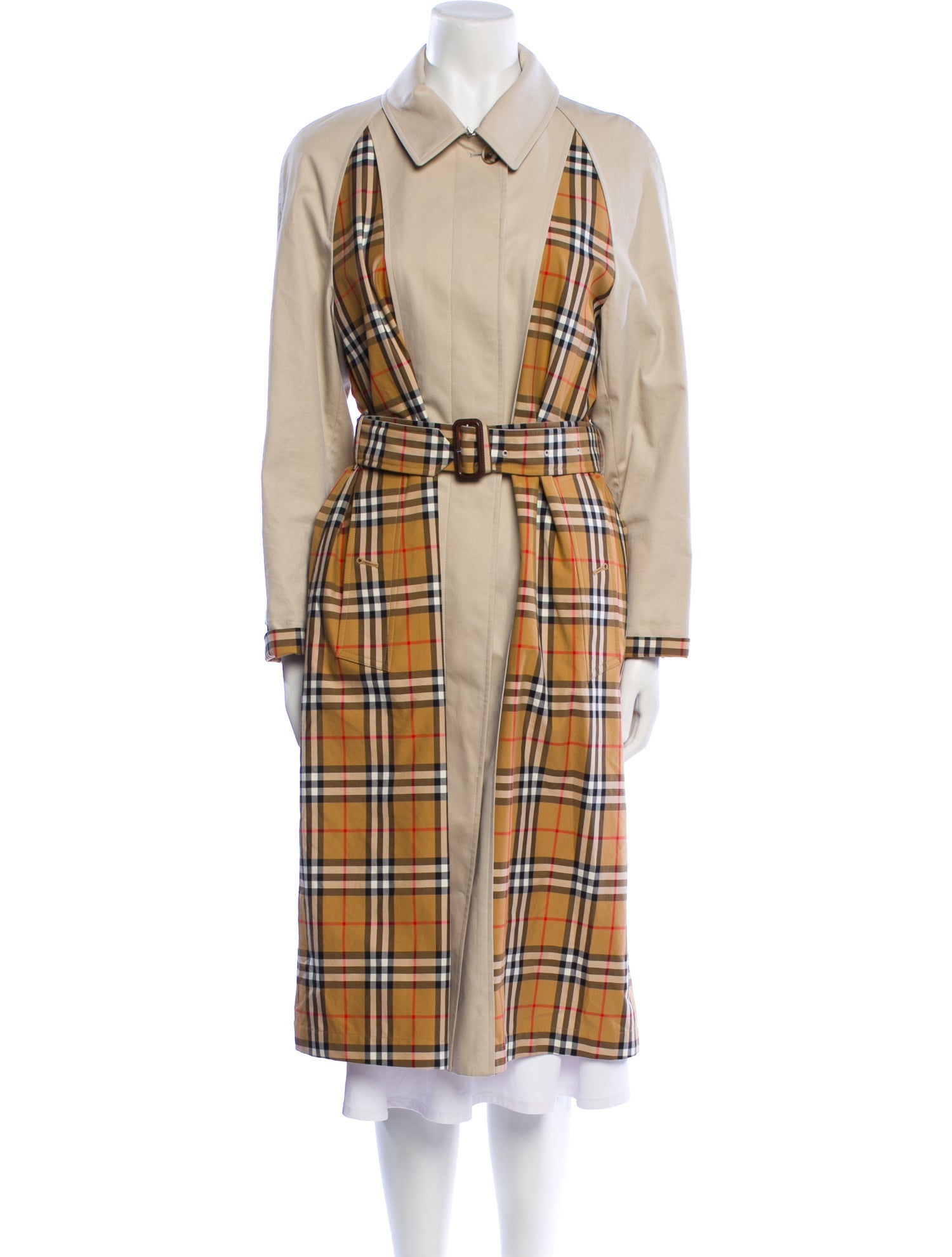 Burberry Plaid Print Trench Coat