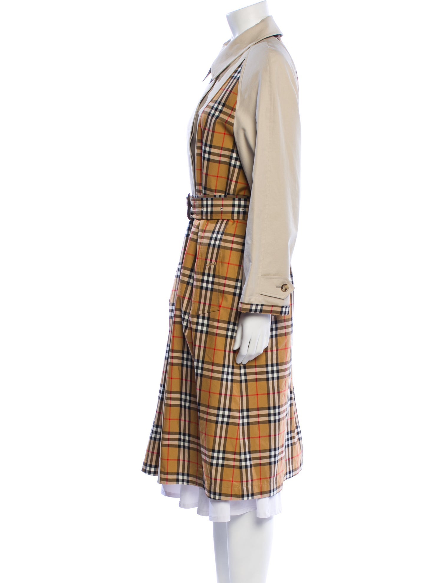 Burberry Plaid Print Trench Coat