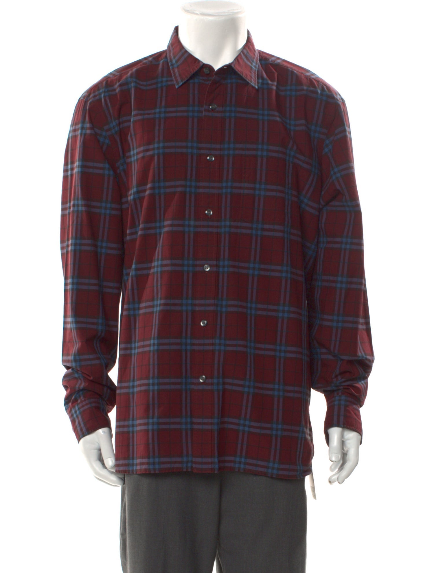 Burberry Plaid Print Long Sleeve Shirt