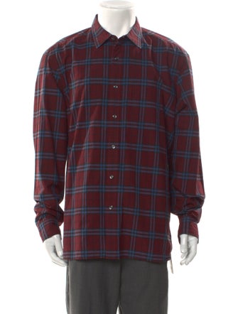 Burberry Plaid Print Long Sleeve Shirt