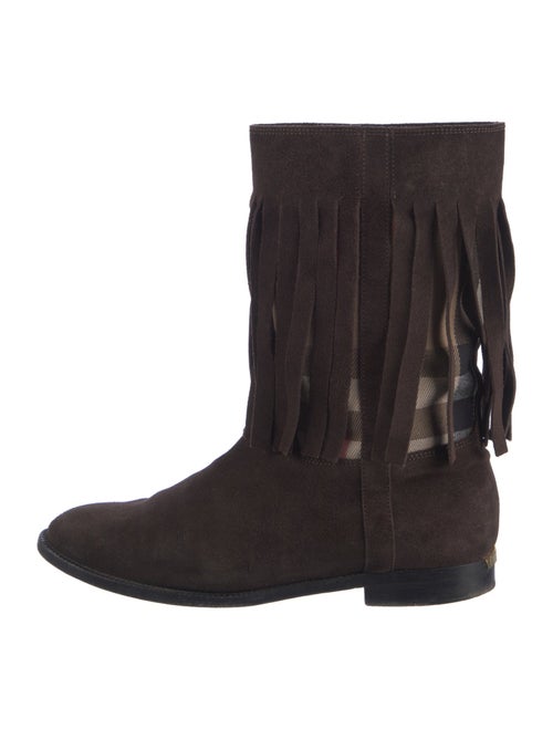 Burberry Nova Check Pattern Suede Boots