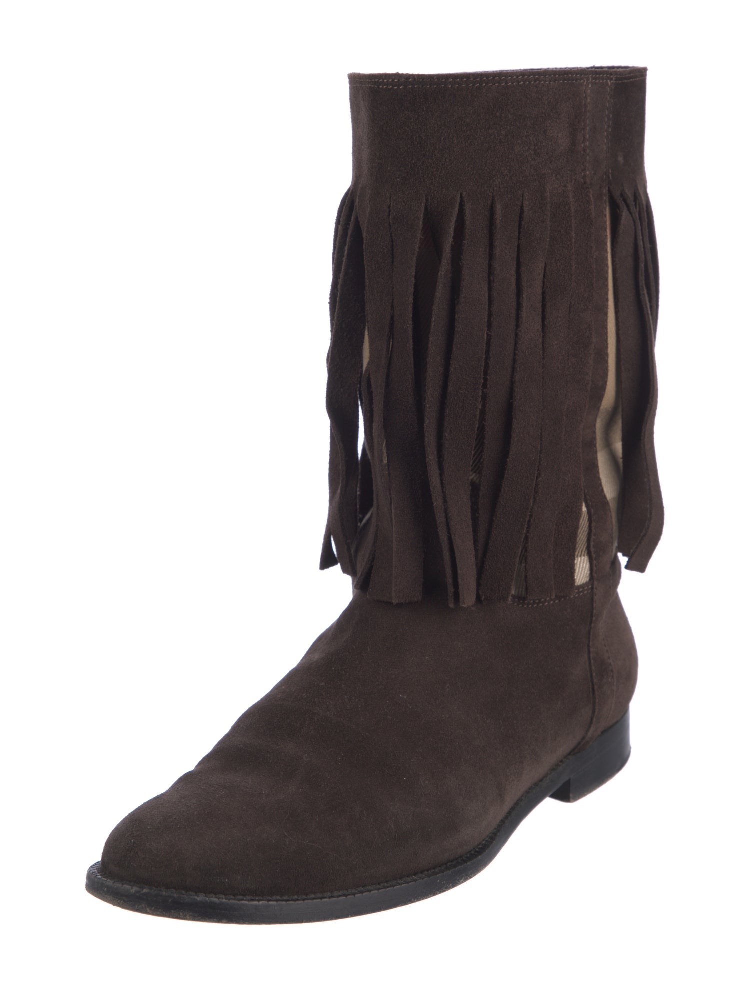 Burberry Nova Check Pattern Suede Boots