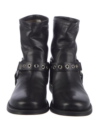 Burberry Nova Check Pattern Leather Moto Boots