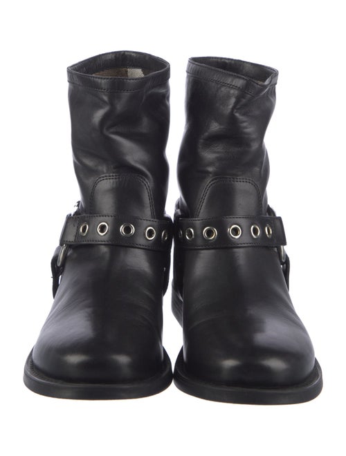 Burberry Nova Check Pattern Leather Moto Boots