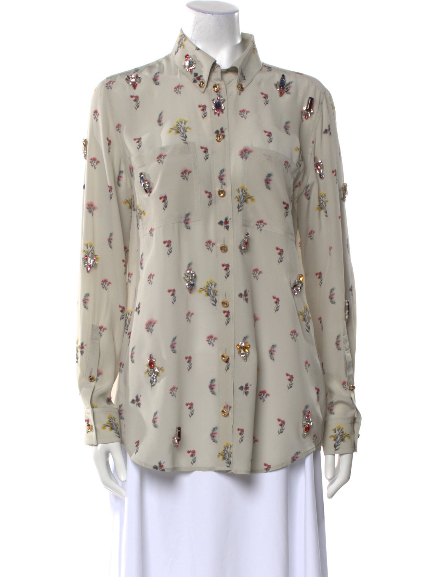 Burberry Silk Printed Button-Up Top w/ Tags