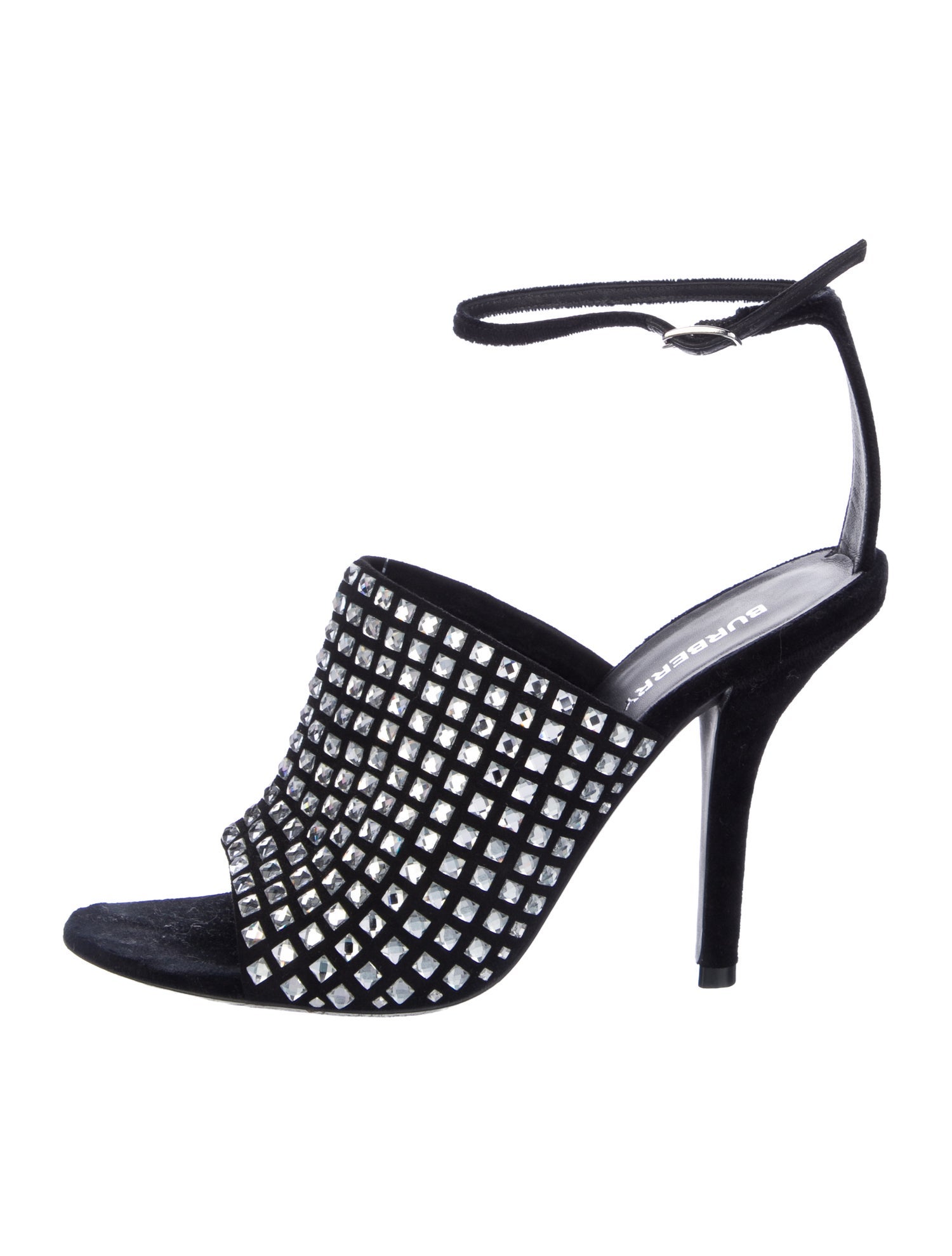 Burberry Velvet Crystal Embellishments Sandals
