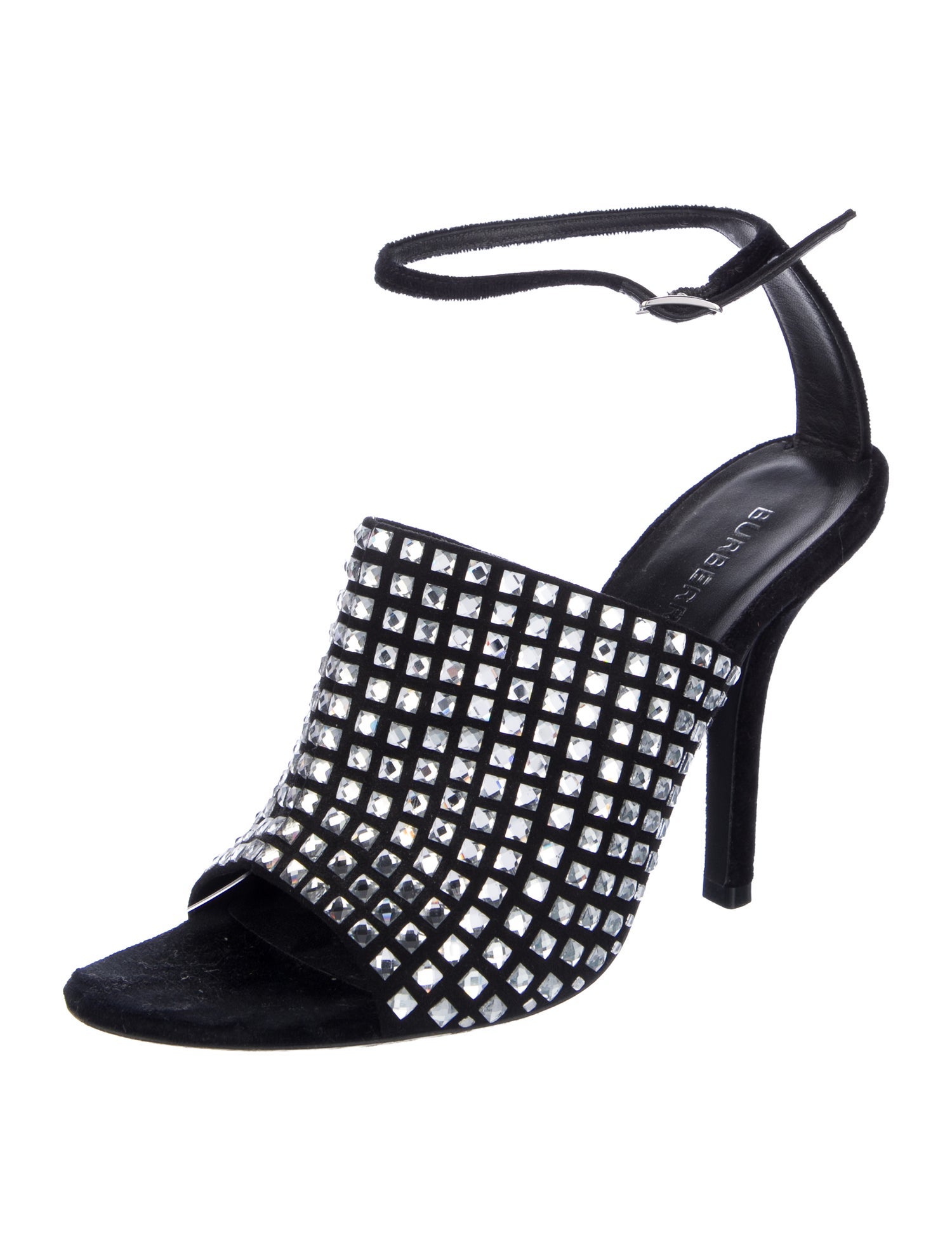 Burberry Velvet Crystal Embellishments Sandals