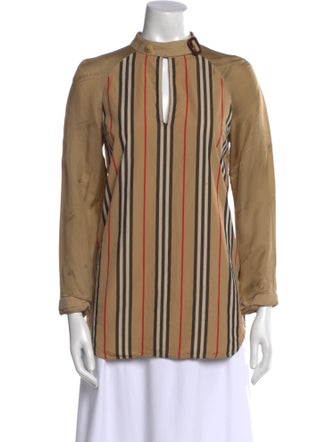 Burberry Striped Mock Neck Blouse