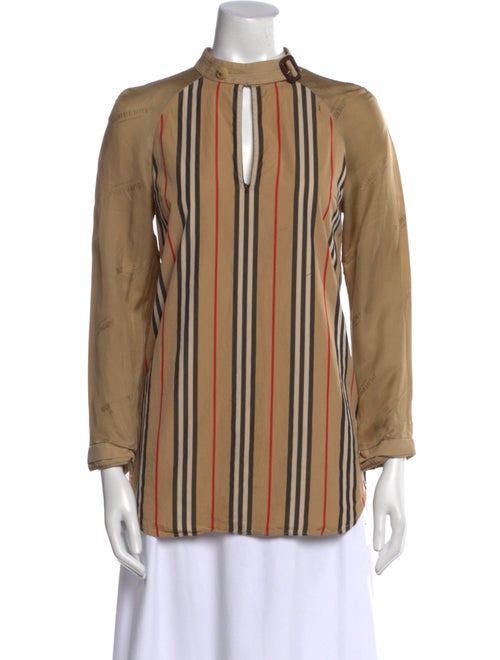 Burberry Striped Mock Neck Blouse
