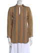 Burberry Striped Mock Neck Blouse