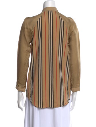 Burberry Striped Mock Neck Blouse
