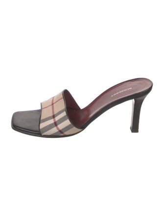 Burberry Nova Check Pattern Leather Slides