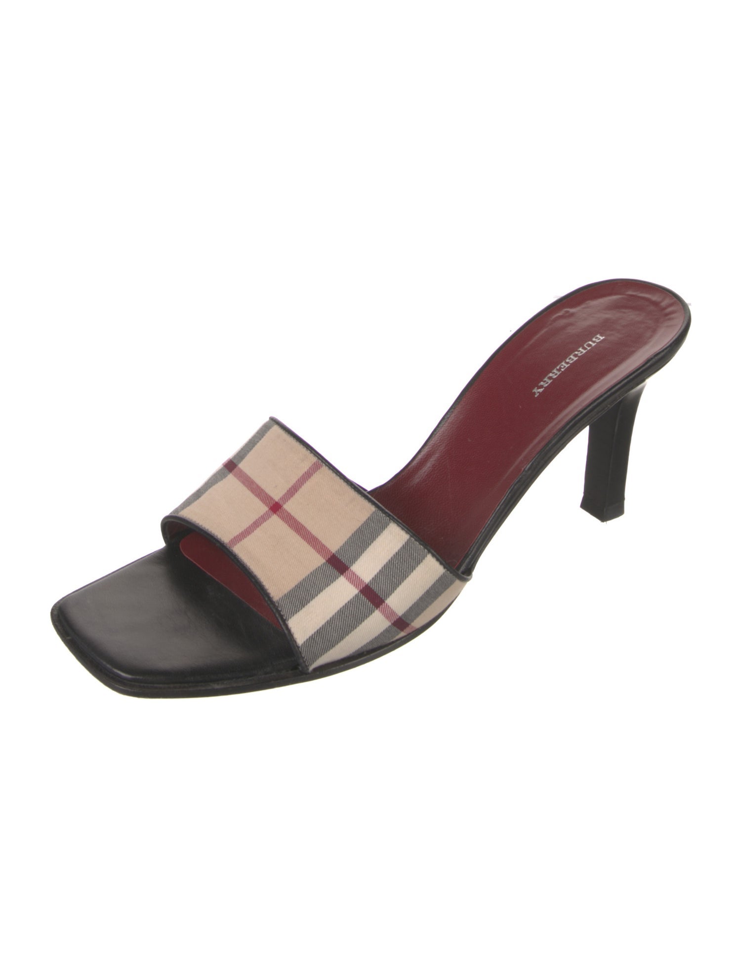 Burberry Nova Check Pattern Leather Slides