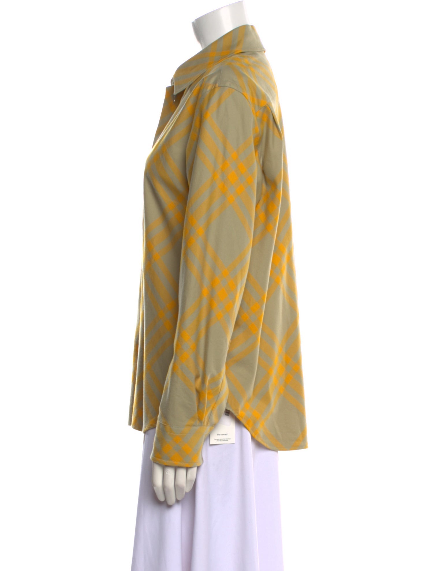 Burberry Plaid Print Long Sleeve Button-Up Top