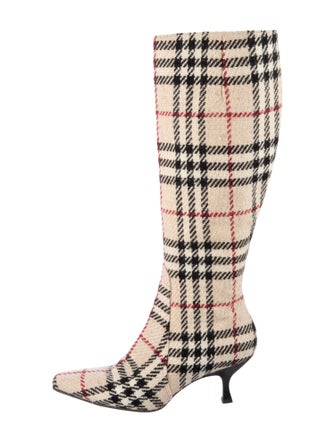 Burberry London Nova Check Pattern Wool Sock Boots
