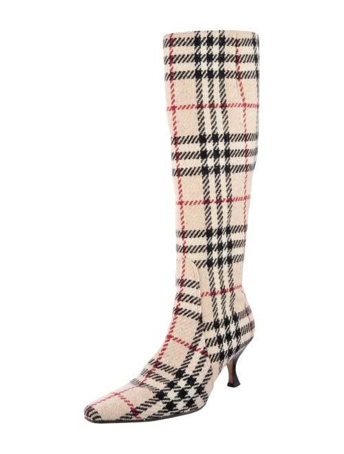 Burberry London Nova Check Pattern Wool Sock Boots