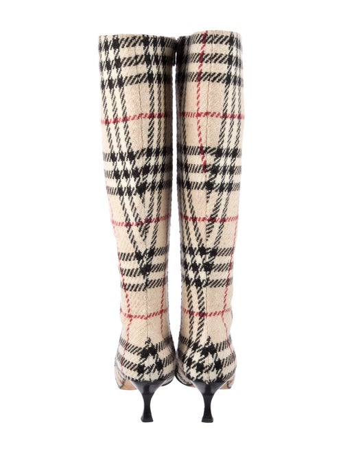 Burberry London Nova Check Pattern Wool Sock Boots