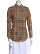 Burberry Plaid Print Long Sleeve Button-Up Top