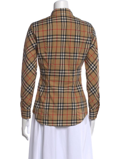 Burberry Plaid Print Long Sleeve Button-Up Top