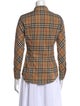 Burberry Plaid Print Long Sleeve Button-Up Top