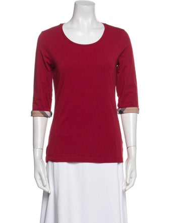 Burberry Scoop Neck Three-Quarter Sleeve T-Shirt