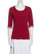 Burberry Scoop Neck Three-Quarter Sleeve T-Shirt
