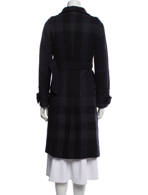 Burberry London Wool Plaid Print Trench Coat