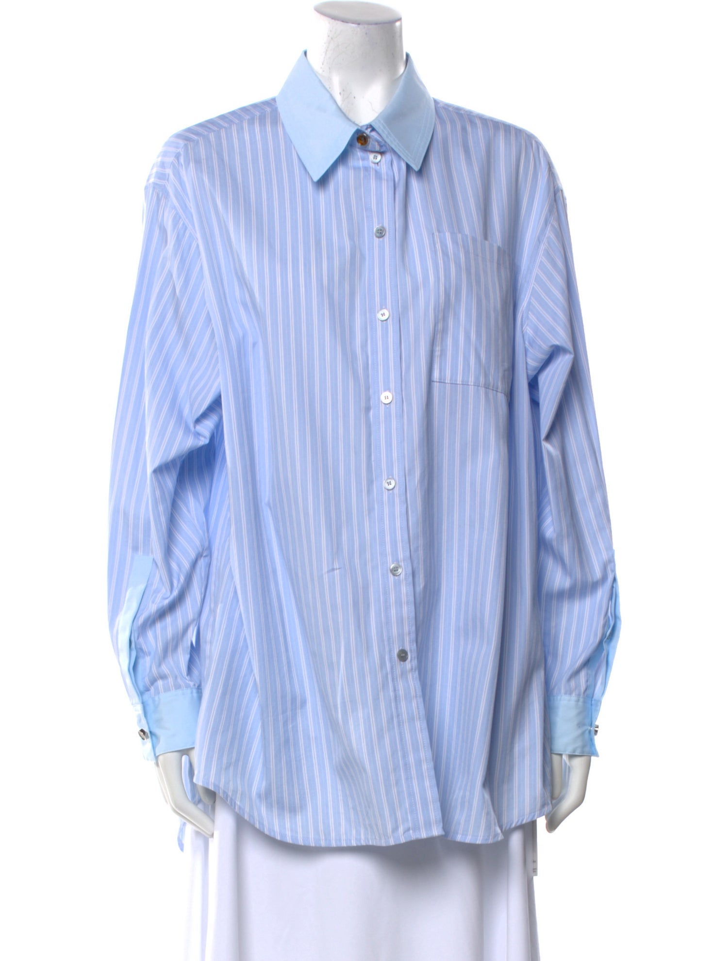 Burberry Striped Long Sleeve Button-Up Top w/ Tags