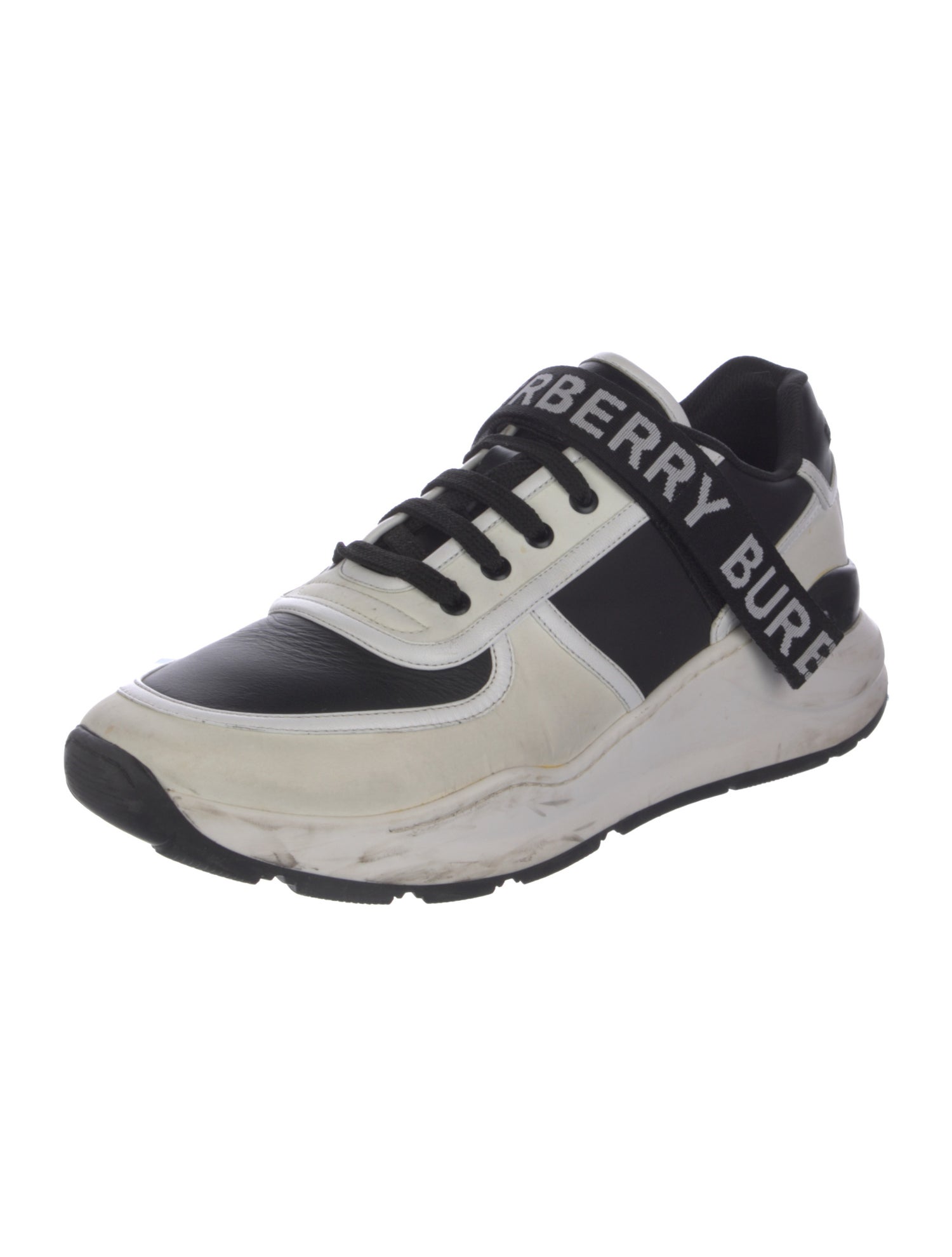Burberry Leather Colorblock Pattern Athletic Sneakers