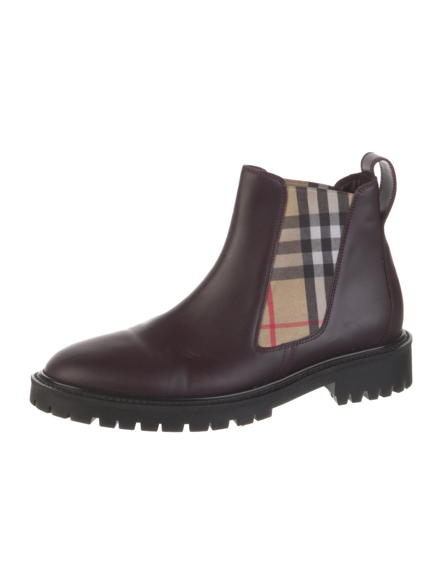 Burberry Nova Check Pattern Leather Chelsea Boots